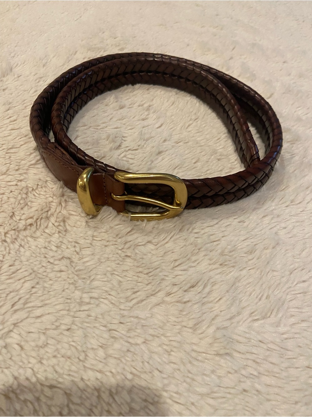 Vintage Coach 5922 Brown Braided Leather Belt Solid Brass Buckle Size 40